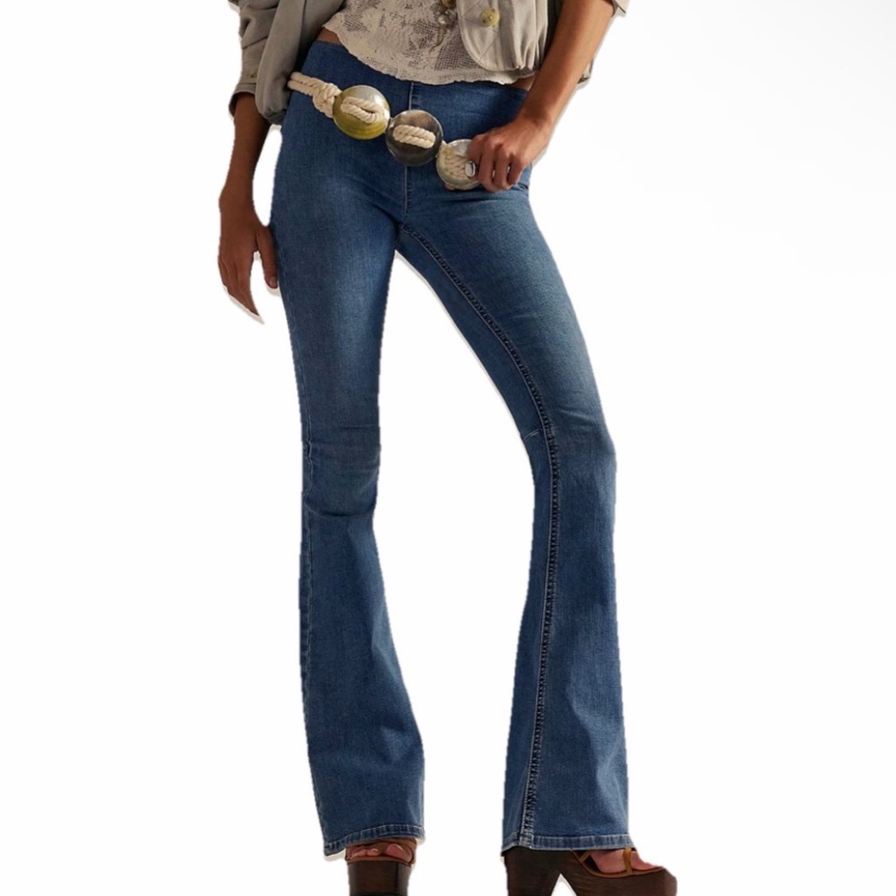 Free People We The Free Penny Pull-On Flare Jeans Size 29 Dark Wash Bootcut